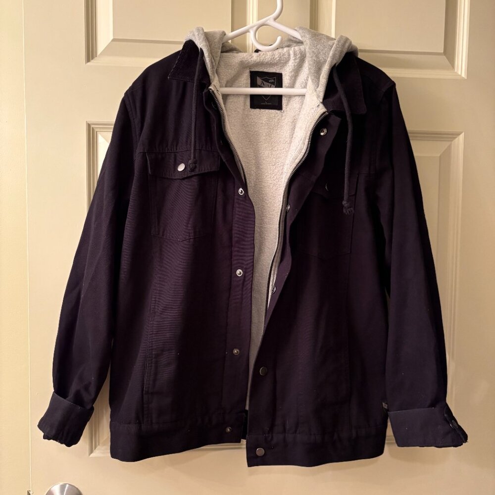 Vans Black Denim Jacket with Built-In Hoodie